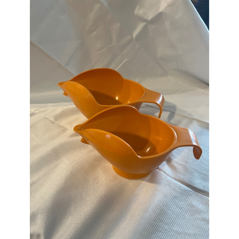 Pourfect Randy Kaas Orange Mixing Bowls Set of 2 Spout Handle Made in‎ USA
